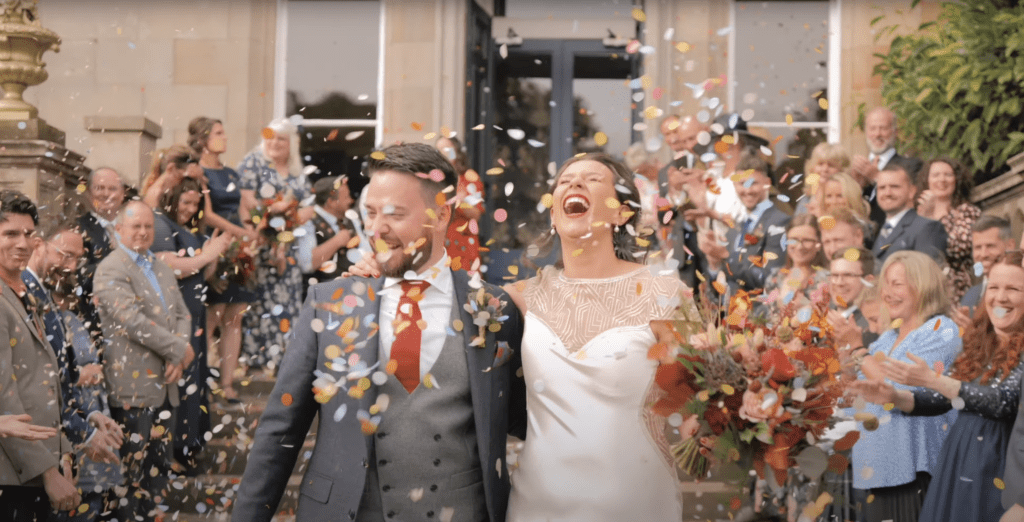 Netherbyres House Wedding Videography Confetti shot